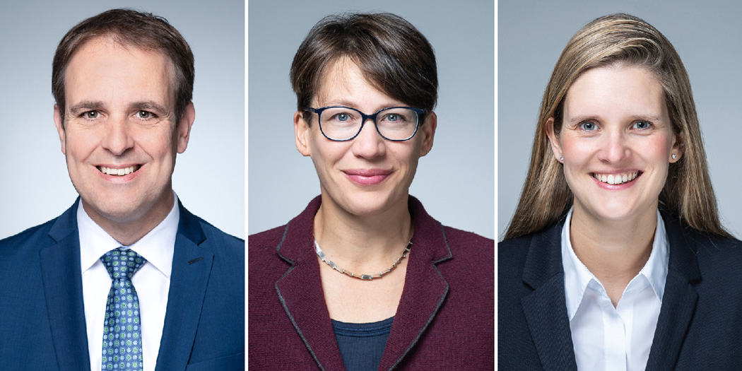 Die Partner der Kanzlei S & P Schröer: Stephan Effgen, Dr. Heike Rüping, Melanie Hötte